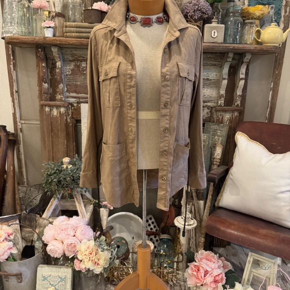 LEVEL 99 ANTHROPOLOGIE EMME SHACKET SHIRT JACKET | UTILITY SAFARI | HERRINGBONE - Picture 8 of 15